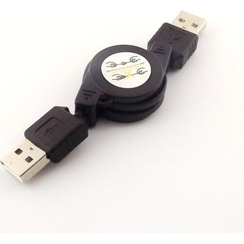 1pcs USB 2.0 A Male to USB A Male Extension Retractable Cable Data Sync Charger Cord 75cm