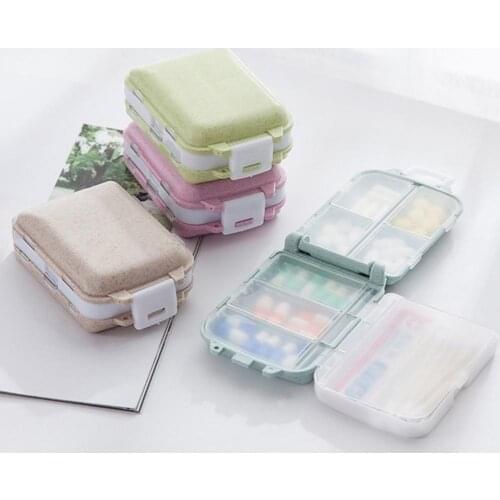 Wheat Straw Pill Box Portable Degradable Medicals Case Travel Health Supplies