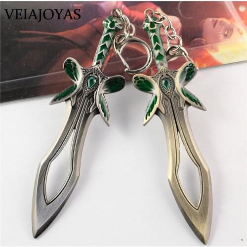 Cool Keyfob Game DOTA 2 Weapon Alloy Keychain For Players Fans The Butterfly Sword Charm Bag Pendant Keychains llaveros Dropship