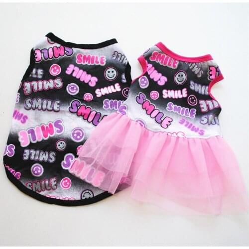 Summer Dog Dress Beach Couples Pet Clothes Breathable Cupcake Dress Skirt Small Pets Vest Puppy Chihuahua Clothing