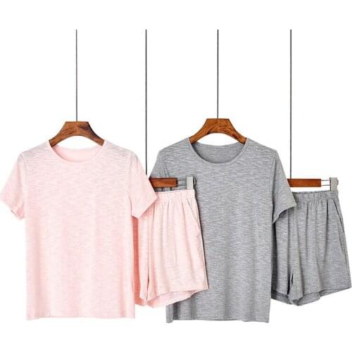 Summer Women 100% Cotton Short Sleeve Lady Pajama Set Shorts Solid Color Sleepwear Japanese Simple Short Pyjamas Women Homewear
