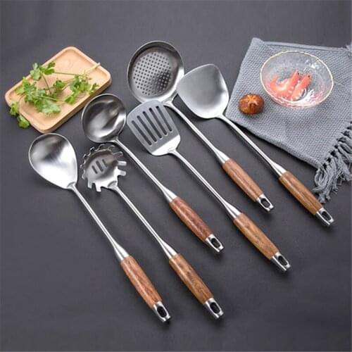 304 Stainless Steel Turner And Soup Ladle Silver Ladle Spoon Cooking Tool Set Long Handle Big Kitchen Cooking Utensil Wall Hang