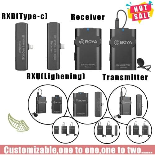 Boya BY-WM4 Pro K1/K2/K3/K5 Dual Channel 2.4G Wireless Studio Condenser Microphone Lavalier Interview Mic for DRLR Cameras