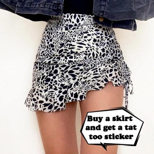 Fashion Women Asymmetrical Ruffles High Waist Leopard Drawstring Mini Skirt Womens Clothing fashion 2021 женские юбки