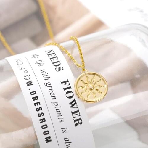Fashion Sun Necklaces Stainless steel Pendants Gold Color Necklace Wish Card Jewelry For Women Girl Jewelry Christmas Gift