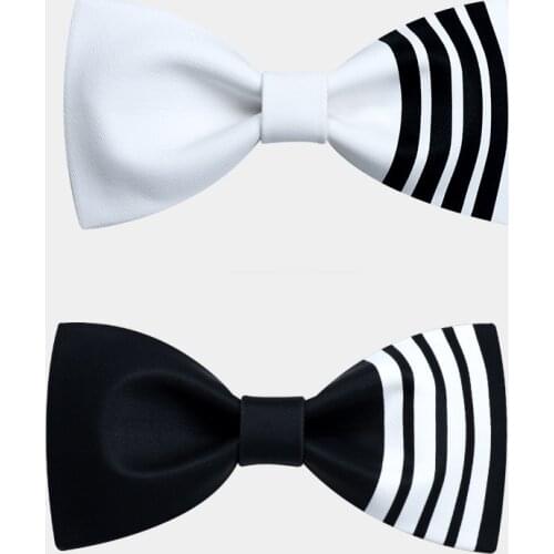 Fashion Mens Creative Bow Tie, Neck Tie, White Black Asymmetrical Asymmetry Creative Gift for Wedding Party Casual Dress