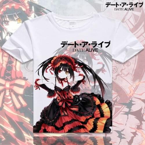 Date A Live T-Shirt Japan Anime Tokisaki Kurumi Costume Breathable Round Collar Casual Men Women Tees