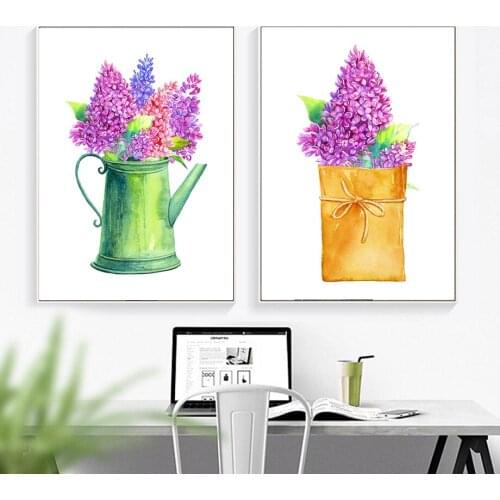 Lilac Pot Plant Nordic Poster And Prints Wall Art Canvas Painting Wall Pictures For Living Room Bedroom Home Decor