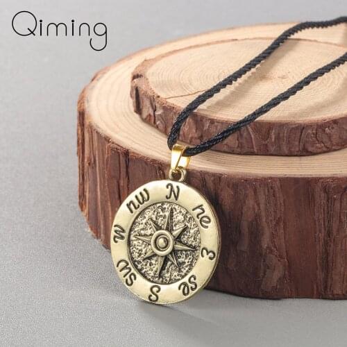 Sailors Wind Rose Pendant Necklace Men Sailor fashion Viking Jewelry Compass Necklace Seaman Pendant Gift Women Mariner Women