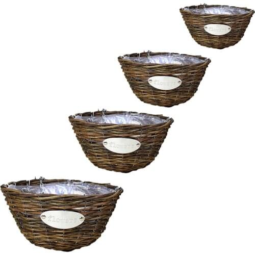 Woven Wicker Vase Planter Indoor Outdoor Garden Hanging Flower Pot Baskets