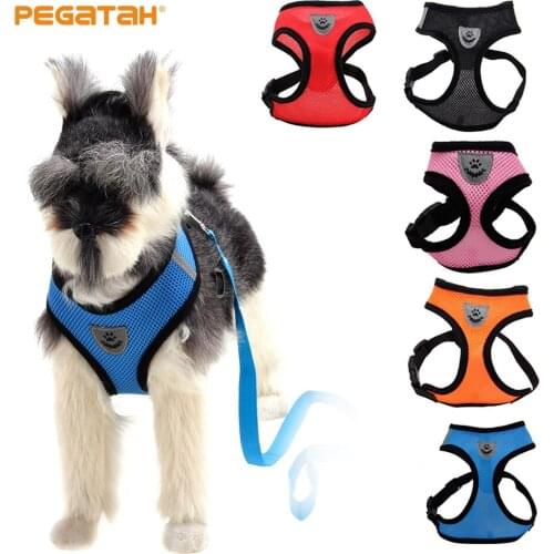Cat harness Pet traction supplies adjustable reflective mesh chest harness set Walking Lead dog vest cat collar Harness for pet