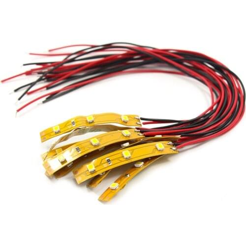 DD03 10pcs Pre wired Led Strip Light 12V ~18V 5CM LED Warm White/Bright White 3 LEDS 3528 for model train layout miniature room