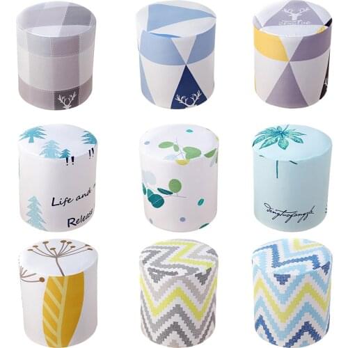 Soft Simple Chair Ottoman Cover Footstool Cover Round Slipcover Stretch