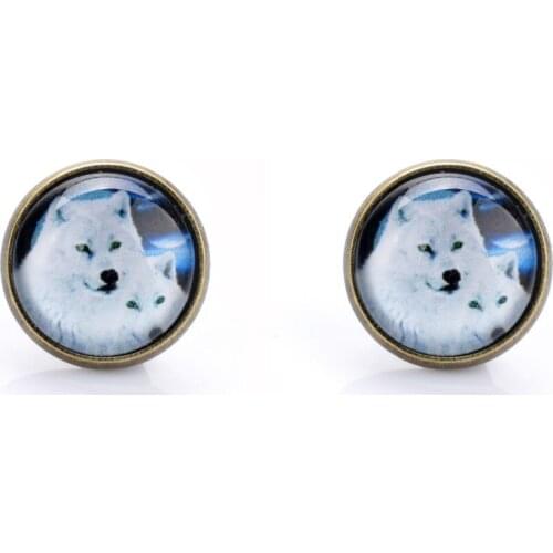 Lureme Happiness The White Wolf Mother And Son Time Gem Alloy Stud Earrings for Women 2015 New Design Jewelry