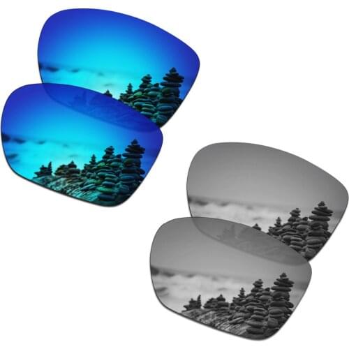 SmartVLT 2 Pairs Polarized Sunglasses Replacement Lenses for Oakley Twoface XL Ice Blue and Silver Titanium