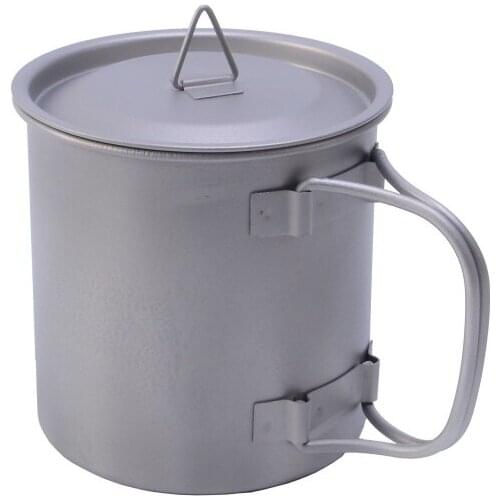 400ml Titanium Pot Water Cup with bowl cover Foldable Handle Camping Cooking Pots Picnic Hang Pot Outdoor tableware