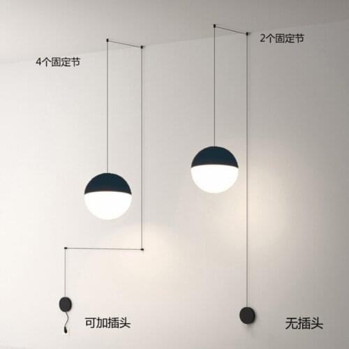 Modern personality bedside LED Pendant Lamp Wire Suspension Lights AC85-265V for bedroom living room attic E27 pendant light