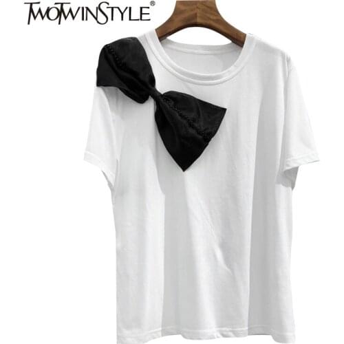 Женские короткие футболки TWOTWINSTYLE China At AliExpress