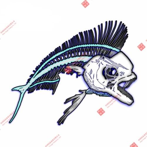 13cm X 10.6cm For Mahi Mahi Fish Bones Vinyl Car Wrap Stickers Car Door Protector Decal Waterproof Scratch-proof