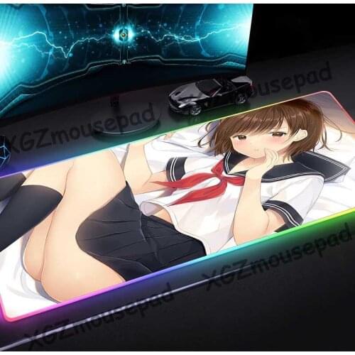 XGZ Cartoon Campus Cute Student Uniform Custom Large RGB Mouse Pad Black Lock Edge Computer Keyboard Desk Mat Rubber Non-slip