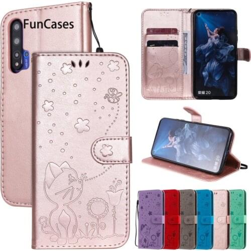 Bright Half-Wrapped Cases For carcaso Huawei Honor 20 Animal PU Leather Flip Phone Bag Cover telefoon 20S Nova 5T Pro Portable