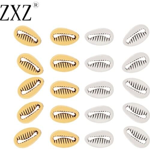 ZXZ 50pcs Tibetan Silver/Gold Cowrie Conch Shell Connector Charms for Bracelet Making Accessories