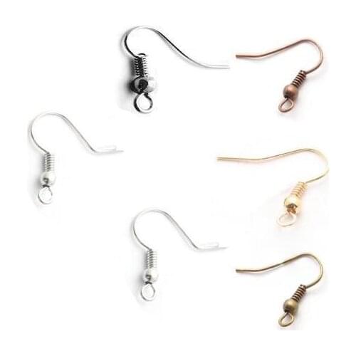 100 Pcs Gold & silver color & Bronze Plated Ear Wire Hooks Earrings For DIY Earring Accessories
