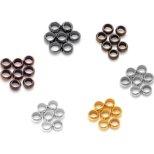 200pcs/lot Metal Crimps Beads Crimp End Beads Diameter 2mm 2.5mm 3mm Findings Gold/Antique Bronze/Silver Color Jewelry Beads