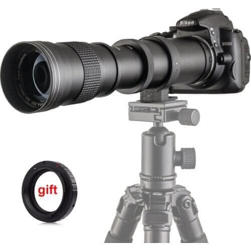 420-800mm F/8.3-16 Manual Super Telephoto Zoom Lens +T2 Mount Ring Adapter for DSLR Canon Nikon Pentax Olympus Sony A6300 A7