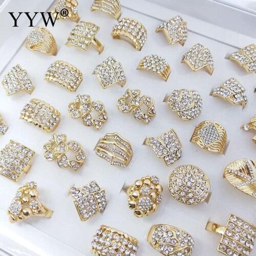 50 pcs rhinestone fashion finger rings for women girl party luxury zinc alloy rings new gothic finger jewelry wedding sexy ring