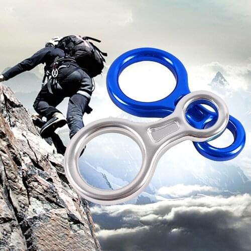 Aluminium Alloy 8 Word Climbing Ring Rope Descender Gear Belay Device Downhill Eight Rings 35KN Figure Rock Climbing Descenders