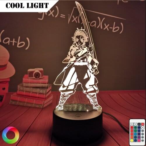 Anime Kimetsu No Yaiba Giyu Tomioka night Light for Bedroom Decor Child Kids Birthday Gift Manga Gadget Giyuu Lamp Demon Slayer