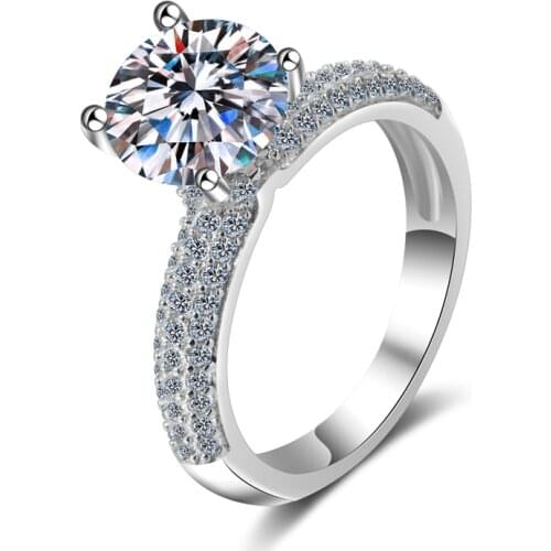 ANZIW 925 Sterling Silver Moissanite Diamond 2.0CT Fashion Split Shank Engagement Ring For Women Jewelry Gifts