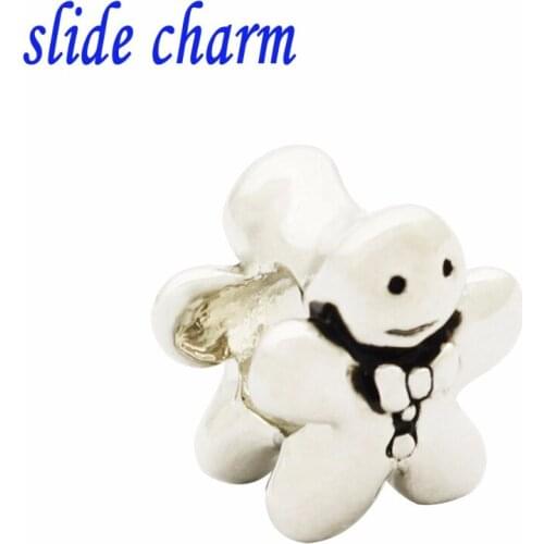 Free shipping the new listing of Christmas fashion simple black and white boy snowman amulet charm beads fit Pandora bracelet