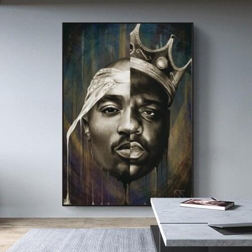 Biggie Wall Art Posters And Portrait Of 2PAC Tupac And Prints Abstract Rapper of 2PAC Canvas Paintings Art Pictures Home Decor