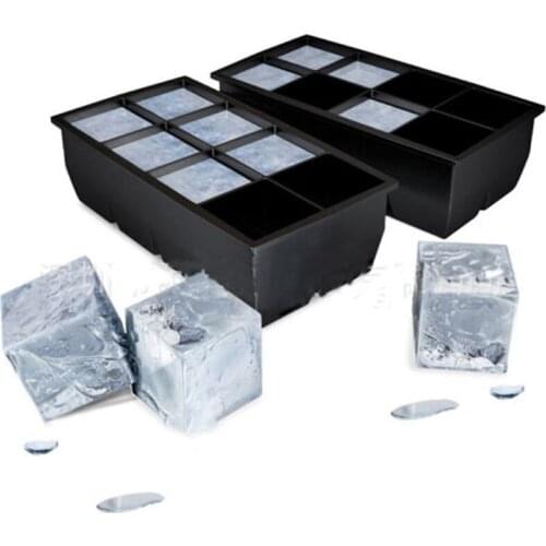 8 Grids Big Ice Tray Mold Giant Jumbo Large Silicone Ice Cube Square Tray Mold DIY Kitchen Tools Ice Maker Ice Cube Tray