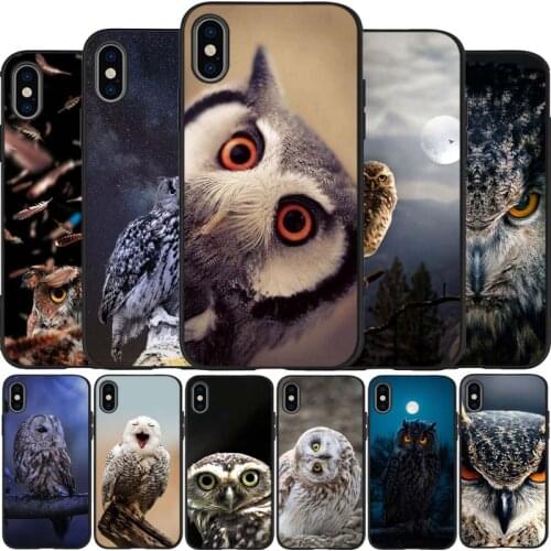 Animal Owl black Silicone Phone Case For iPhone 12 XR XS Max 5 5S SE 2020 6 6S 7 8 PLUS X 11Pro Max 11 Cover