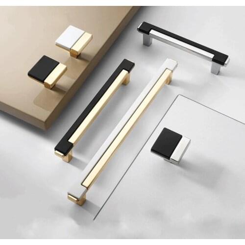 Zinc Alloy Two-color Handles, Pulls, Knobs, Modern Wardrobe Drawer Wine Cabinet Door Handle Furniture Handle Hardware with Screw