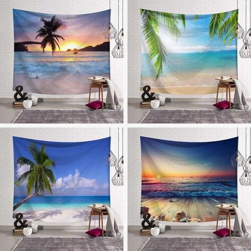Blue Sky Cloud Frothy Blanket Tapestry Sun Sea Ocean Beach Wall Hanging Water Landscape Beach Decoration Polyester Bed Sheet