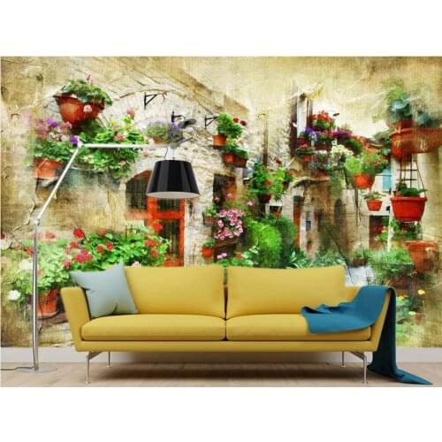Custom Any Size Mural Wallpaper Retro European Building Street Street View TV Backdrop Bedroom Photo Wall Paper 3D