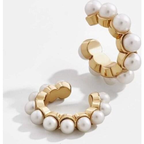 Jouval Trendy Imitation Pearl Ear Cuff For Women Girl Clip On Earrings No Pierced Small Gold Warp Earcuff Female Fashion Jewelry