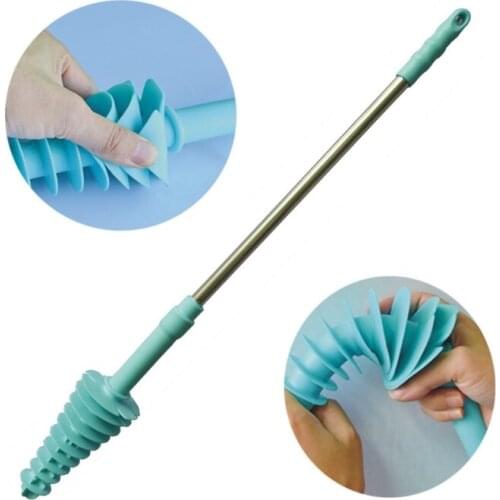 Sewer Pipe Clogging Piston Type Dredge Device Long-Handled Toilet Flexible Brush Plunger Household Tool wholesales