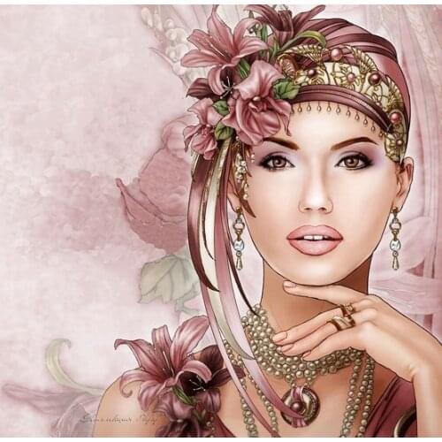 Oil Painting Cross Stitch Kits Young Beautiful Lady Needlework Embroidery Crafts 14CT Unprinted DIY Arts Handmade Home Decor