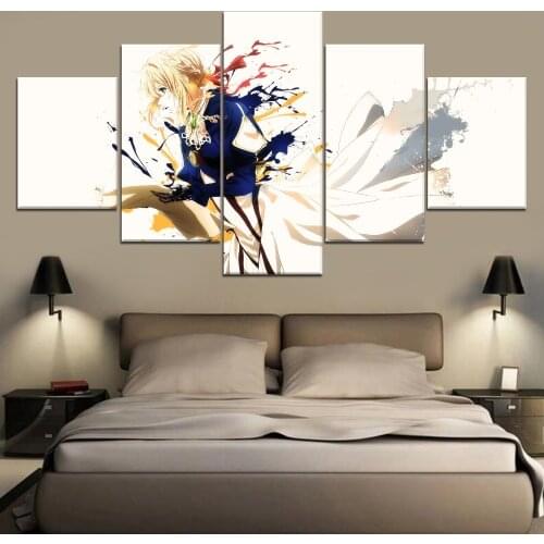 Painting Canvas Wall Art 5 Piece Canvas Wall Art Painting Violet Evergarden Anime HD Picture Canvas Living Room Decoration