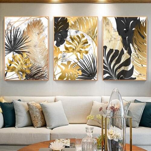 Tropical Plant Leaves Canvas Painting Home Office Picture Poster Wall Art Decor