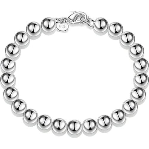 Classic Silver Plated Hollow beads Bangles Bracelet For Women width 4/6/8/10mm Trendy Cuff Jewelry Drop shipping Wholesale