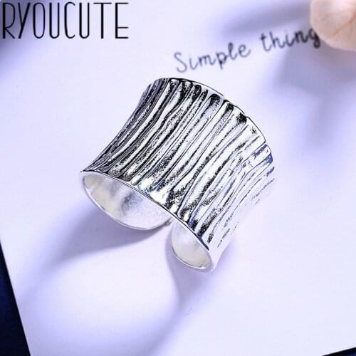 Simple Style Silver Color Irregular Big Rings For Women Gifts Large Adjustable Finger Rings