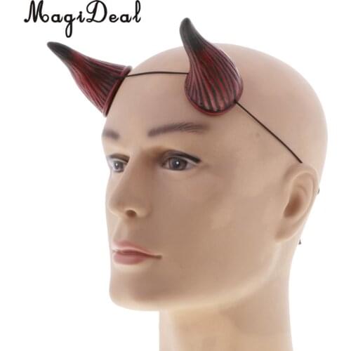 Halloween Costume Ox Bull Horn Elastic Headband Devil Halloween Costume Adult Fancy Dress