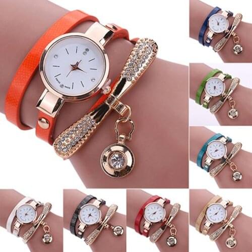 HOT SALES!!! New Arrival Womens Fashion Faux Leather Band Rhinestone Dial Analog Quartz Wrist Watch Wholesale Dropshipping