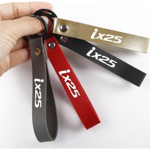 Fashion Simple Leather Car Key Chain Ring Keychain Keyfob Holder for Hyundai IX25 Tucson Solaris car key ring Auto Accessories